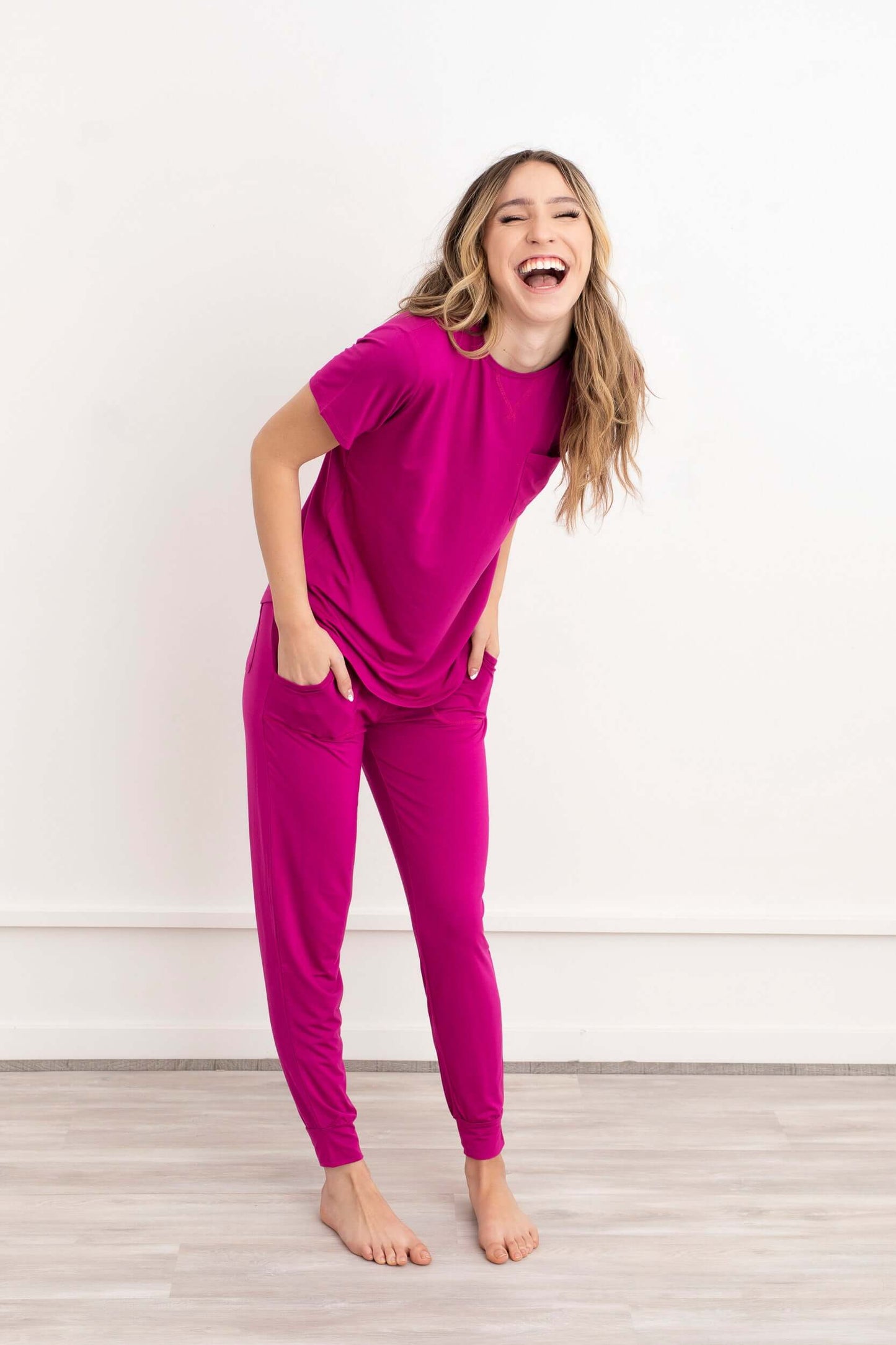 Crew Neck Modal Jogger Pants Pajama Set Cactus Flower