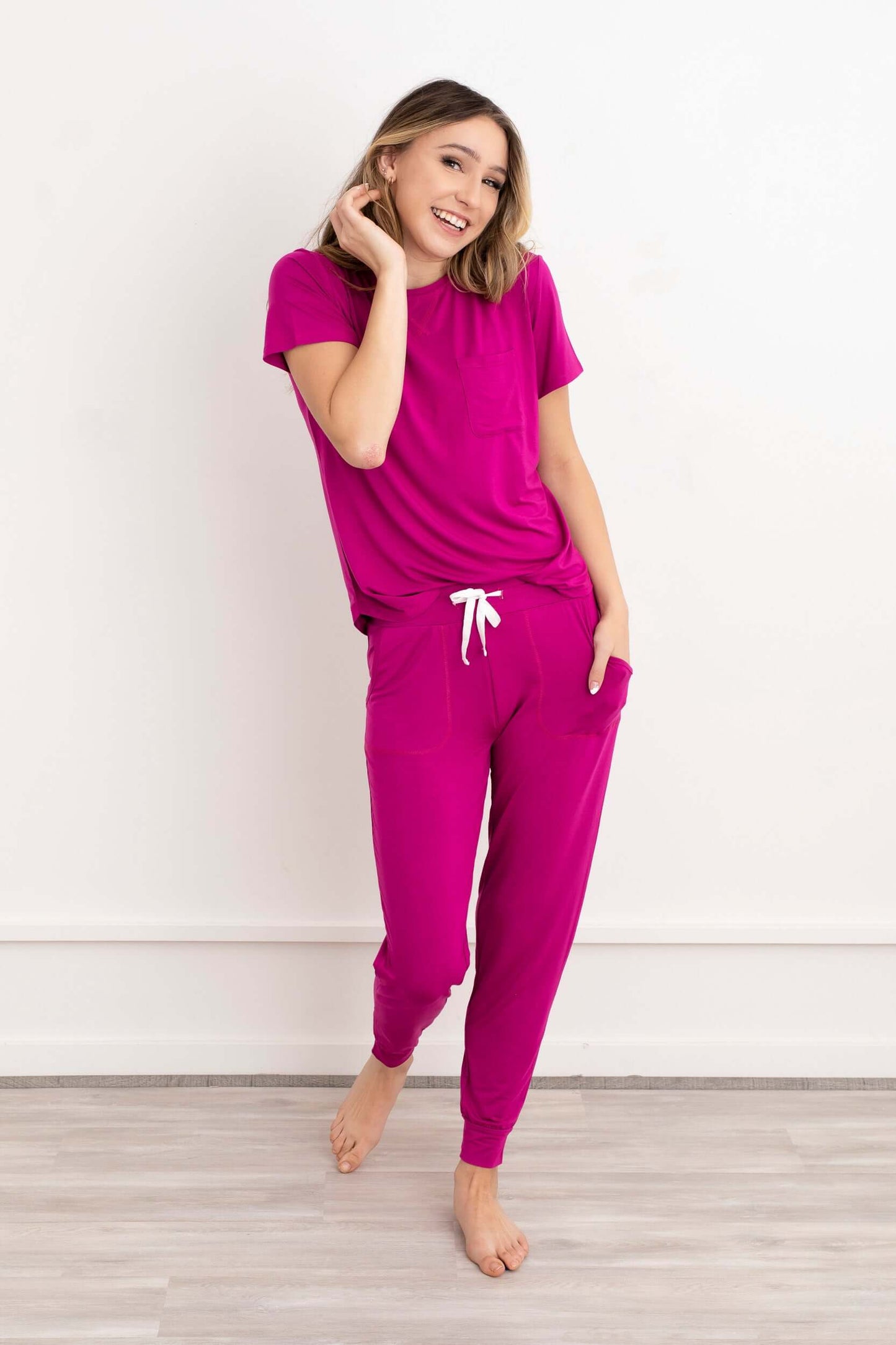 Crew Neck Modal Jogger Pants Pajama Set Cactus Flower