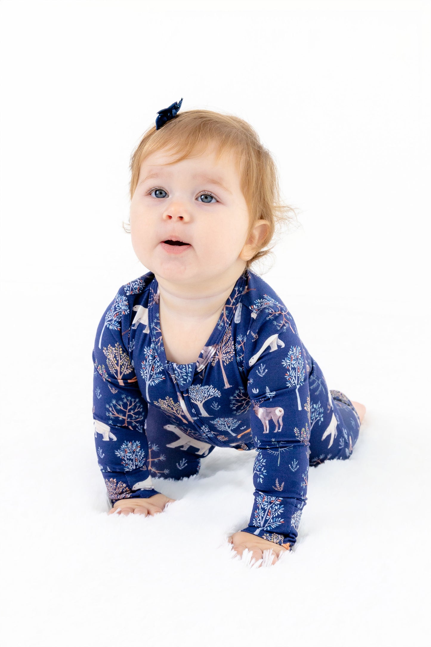 Woodland Night Baby Convertible Romper – Cozy Zip Sleeper with Foldover Feet