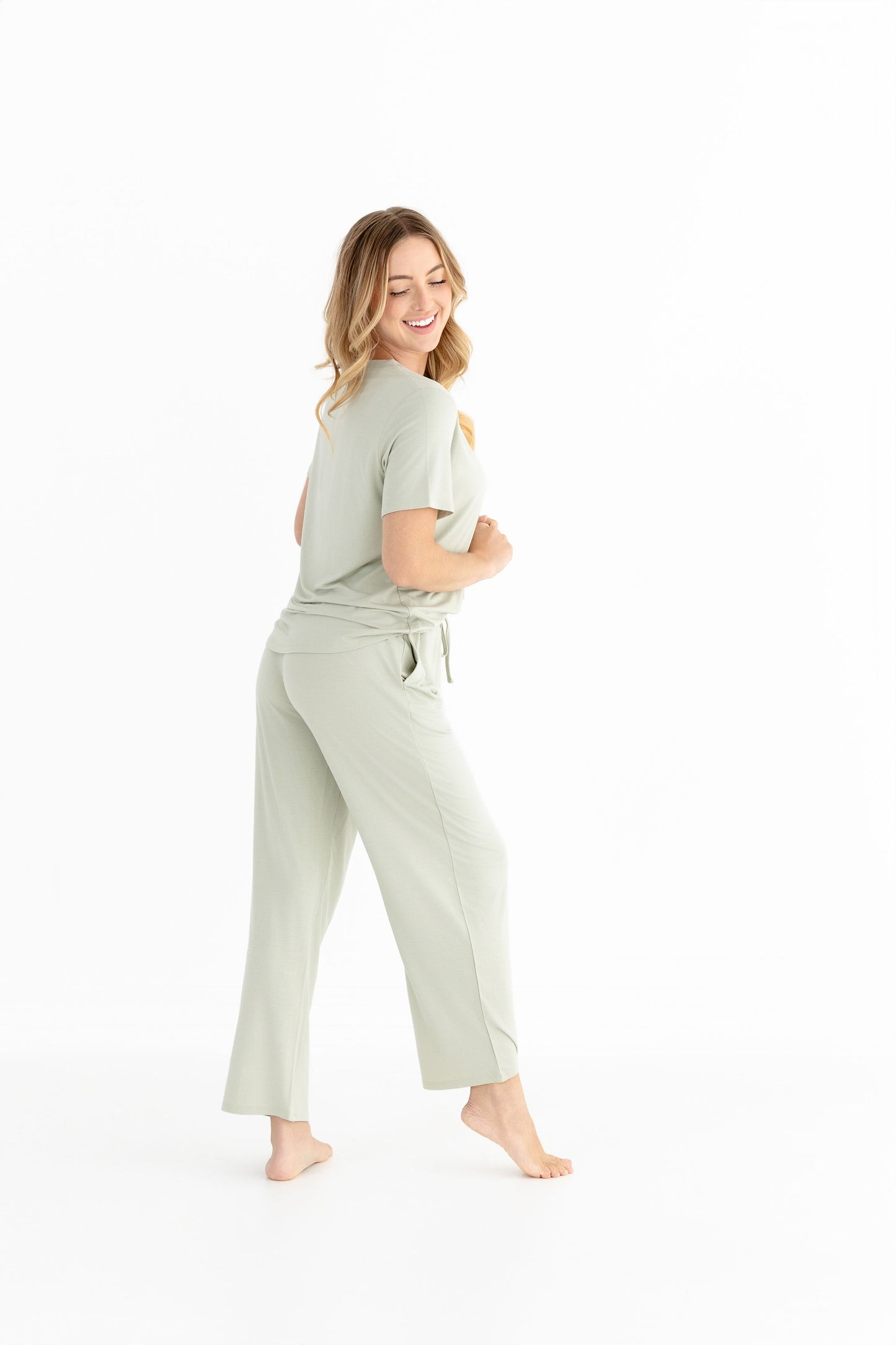 Women's Luxe Modal Lounge Set – V-Neck Tee & Wide-Leg Pants