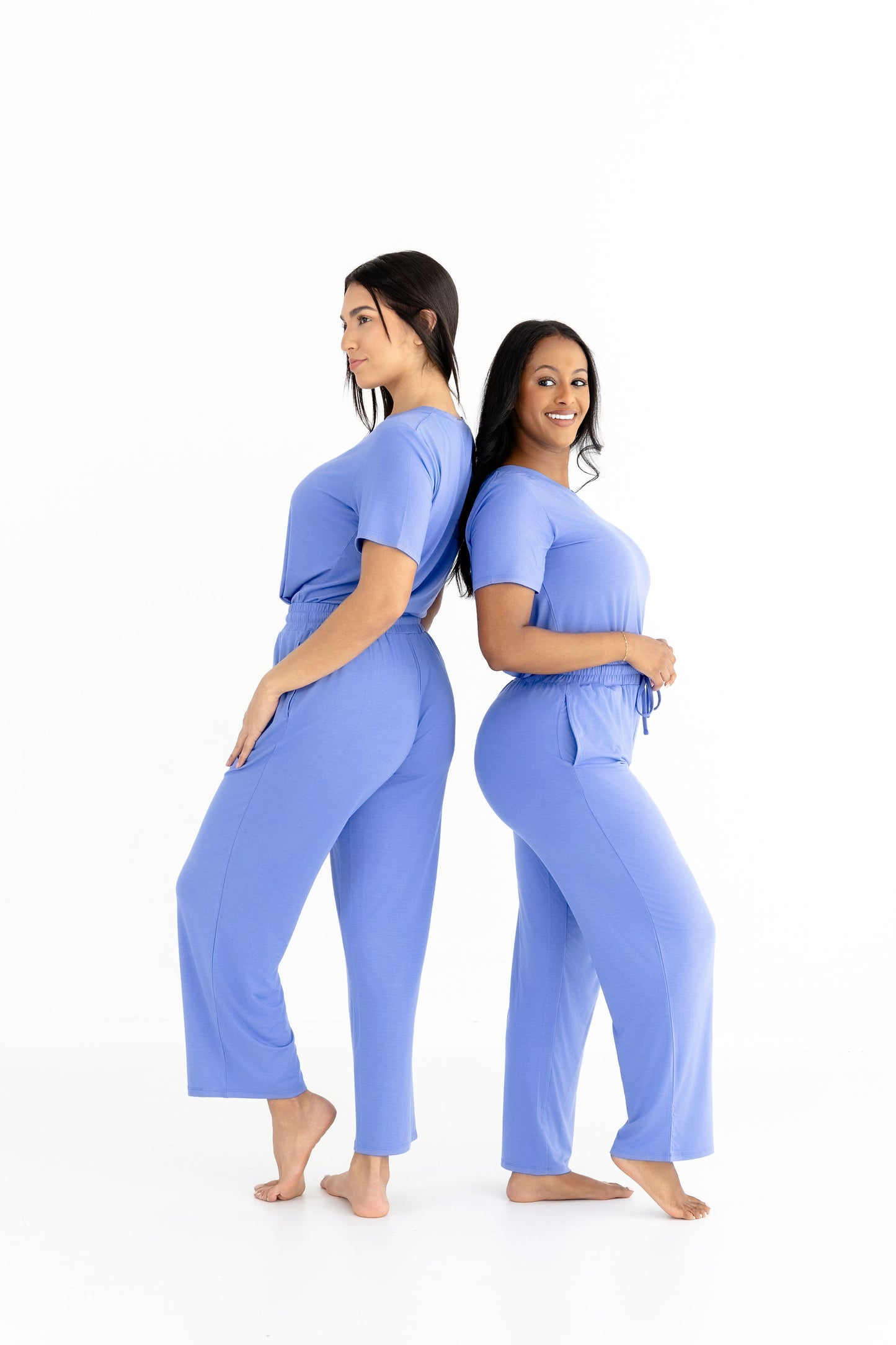Women's Luxe Modal Lounge Set – V-Neck Tee & Wide-Leg Pants