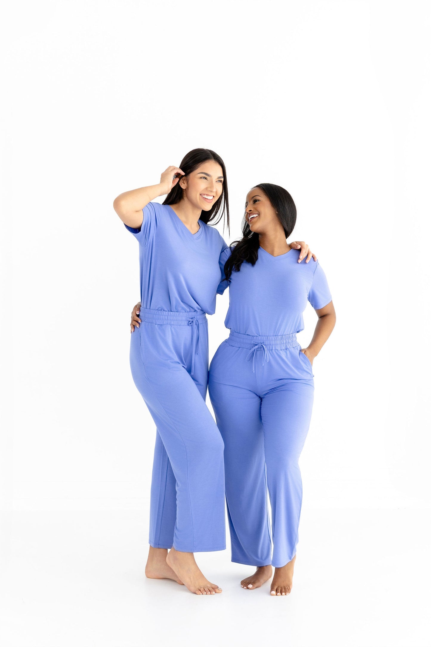 Women's Luxe Modal Lounge Set – V-Neck Tee & Wide-Leg Pants