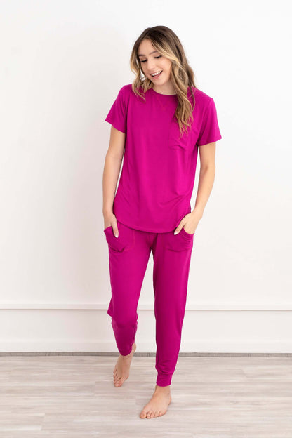 Crew Neck Modal Jogger Pants Pajama Set Cactus Flower