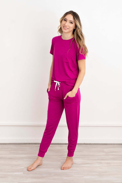 Crew Neck Modal Jogger Pants Pajama Set Cactus Flower