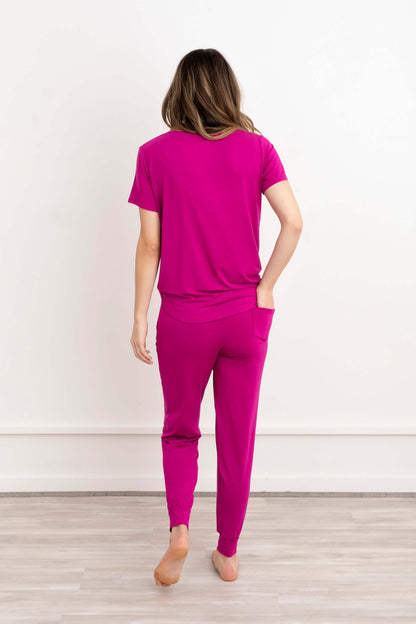 Crew Neck Modal Jogger Pants Pajama Set Cactus Flower