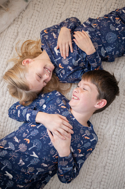 Kids Pajama Set in Woodland Night