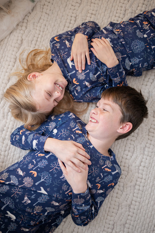 Kids Pajama Set in Woodland Night