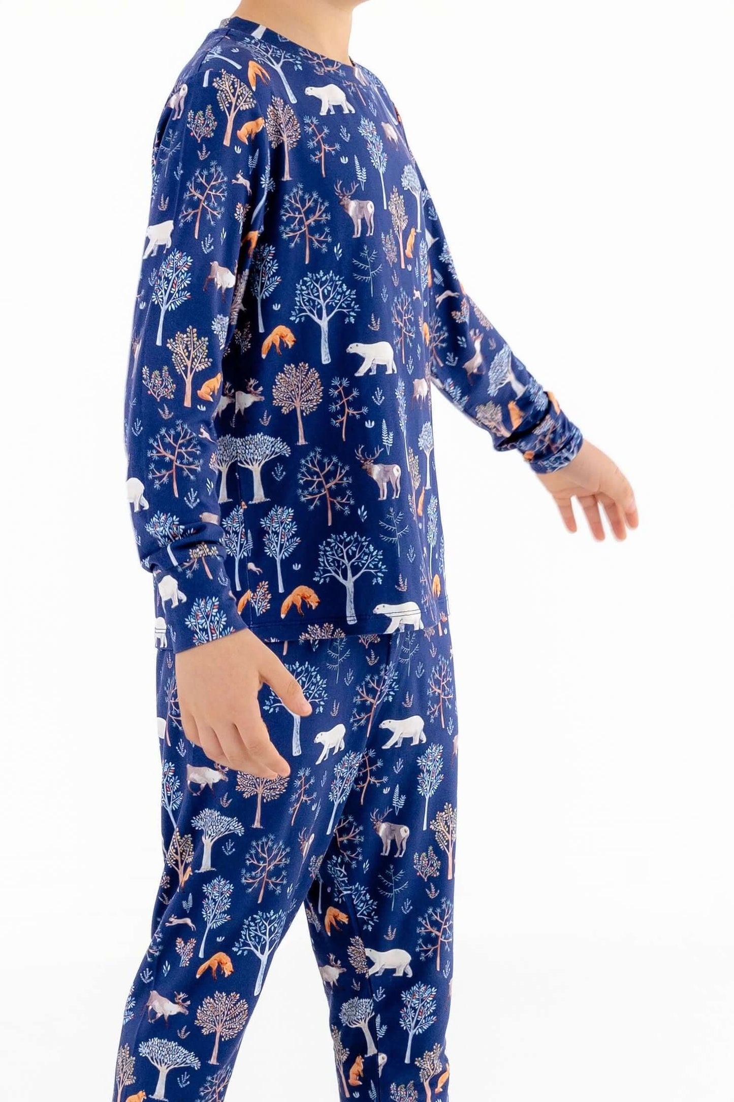 Kids Woodland Night Pajama Set – 2 PC Soft & Stretchy Forest Print PJs