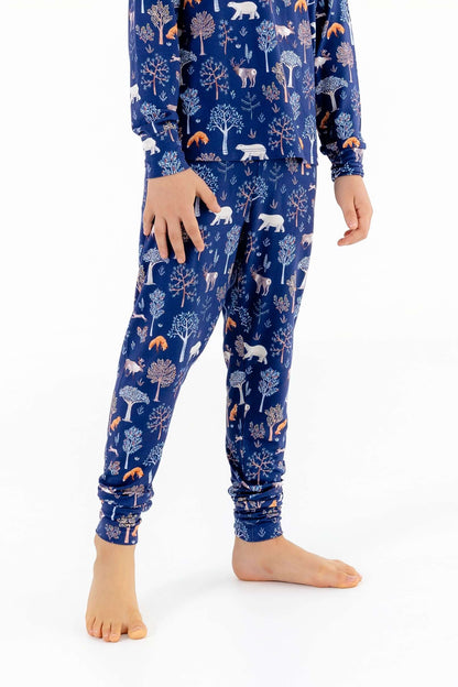 Kids Woodland Night Pajama Set – 2 PC Soft & Stretchy Forest Print PJs
