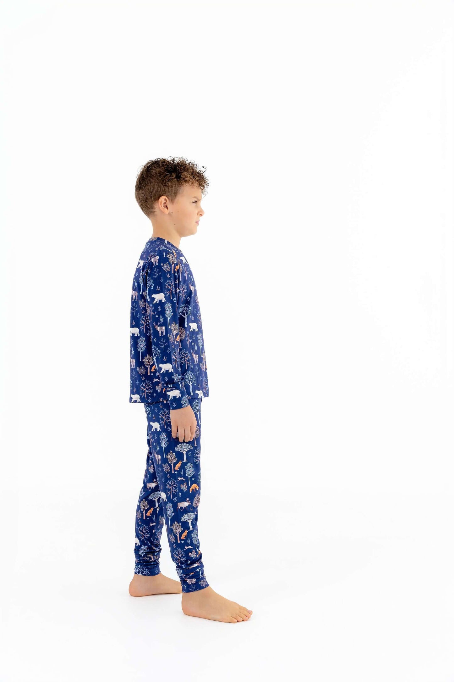 Kids Woodland Night Pajama Set – 2 PC Soft & Stretchy Forest Print PJs