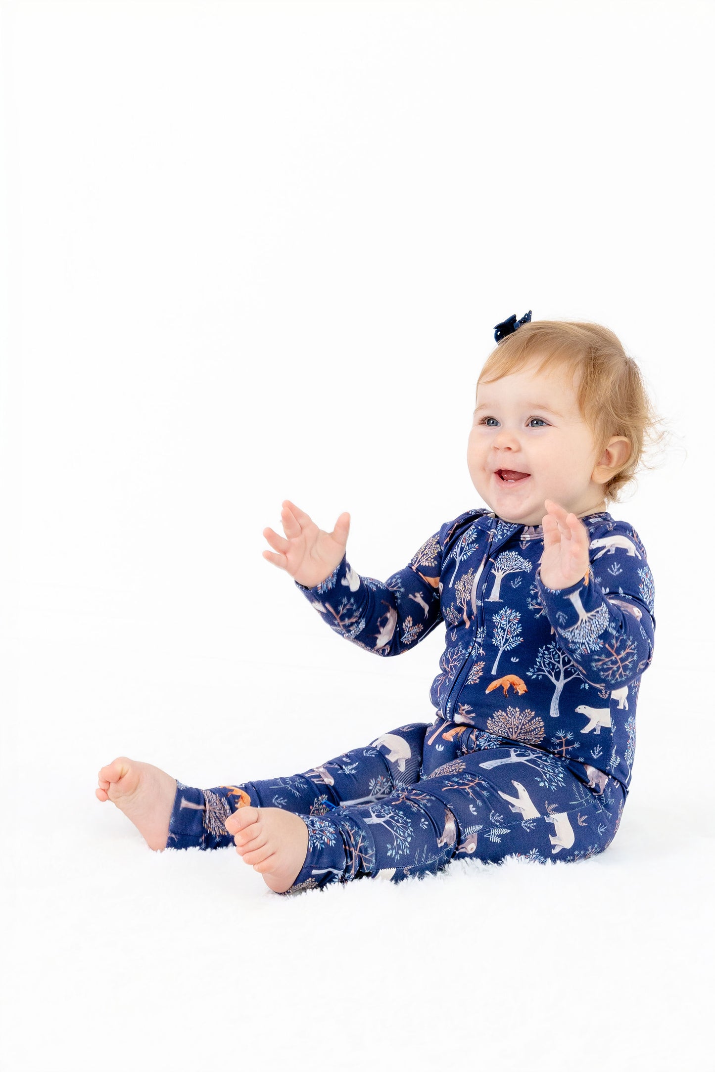 Woodland Night Baby Convertible Romper – Cozy Zip Sleeper with Foldover Feet