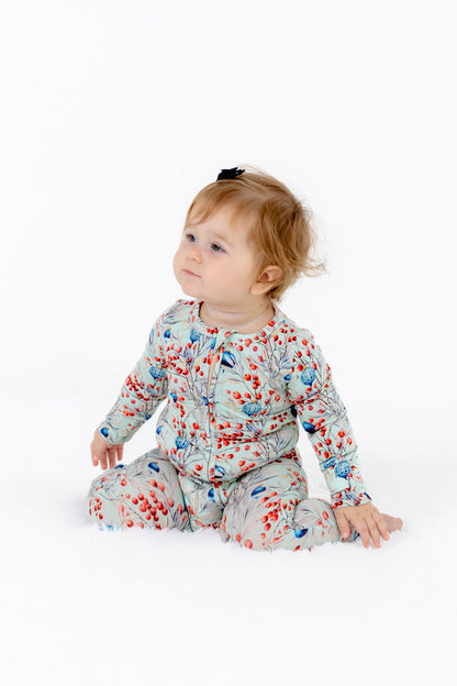 Frosted Berry Baby Convertible Romper – Foldover Sleeves & Feet