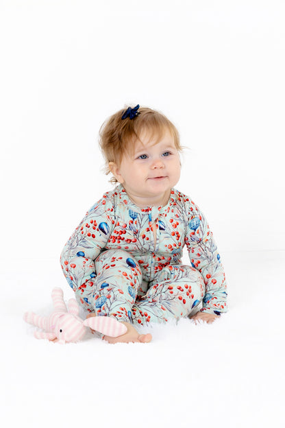 Frosted Berry Baby Convertible Romper – Foldover Sleeves & Feet