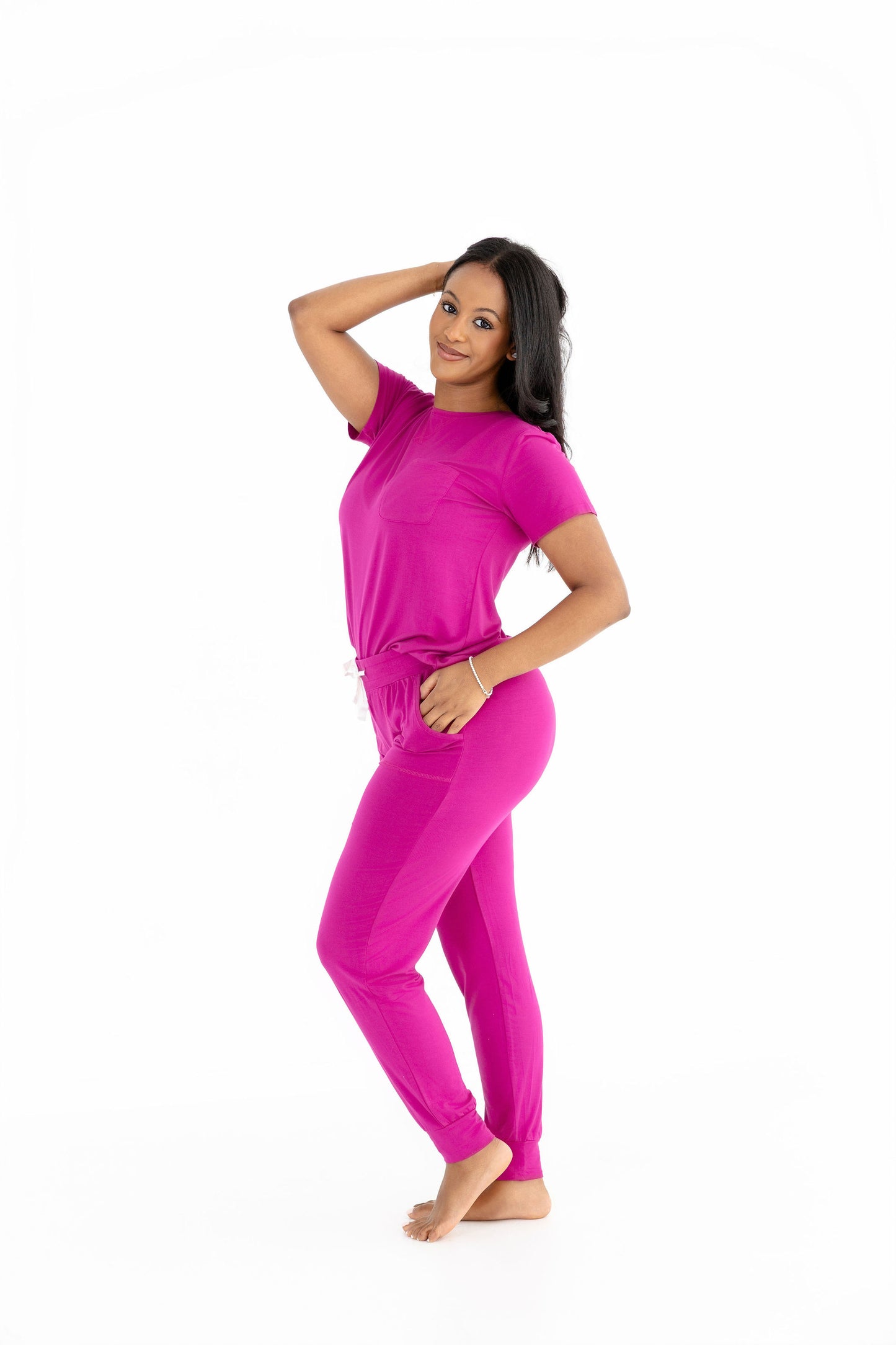 Crew Neck Modal Jogger Pants Pajama Set Cactus Flower
