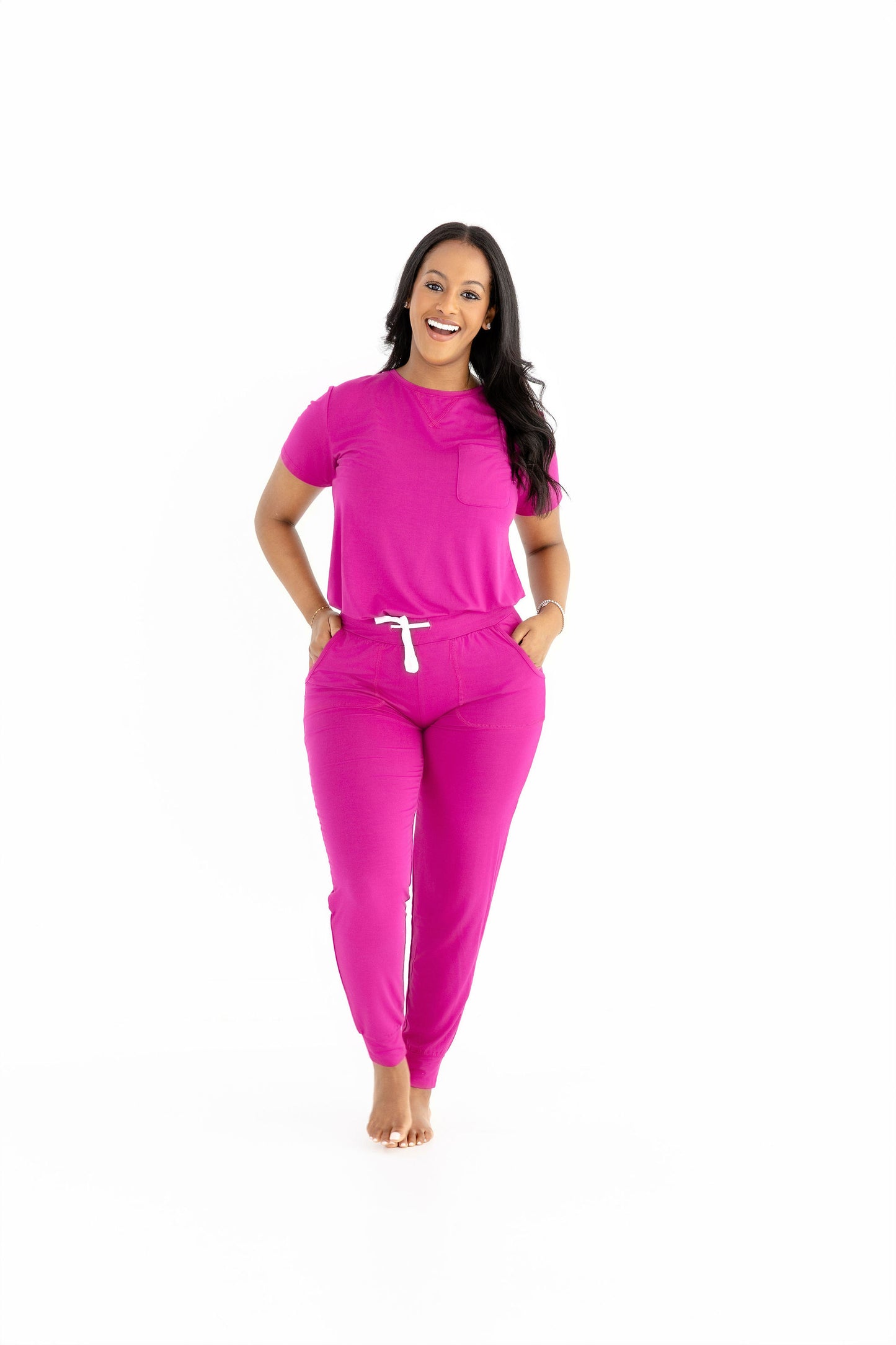 Crew Neck Modal Jogger Pants Pajama Set Cactus Flower