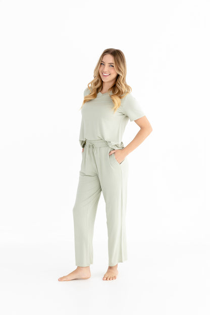 Women's Luxe Modal Lounge Set – V-Neck Tee & Wide-Leg Pants