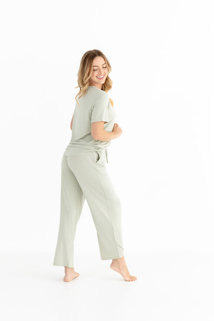 Women's Luxe Modal Lounge Set – V-Neck Tee & Wide-Leg Pants