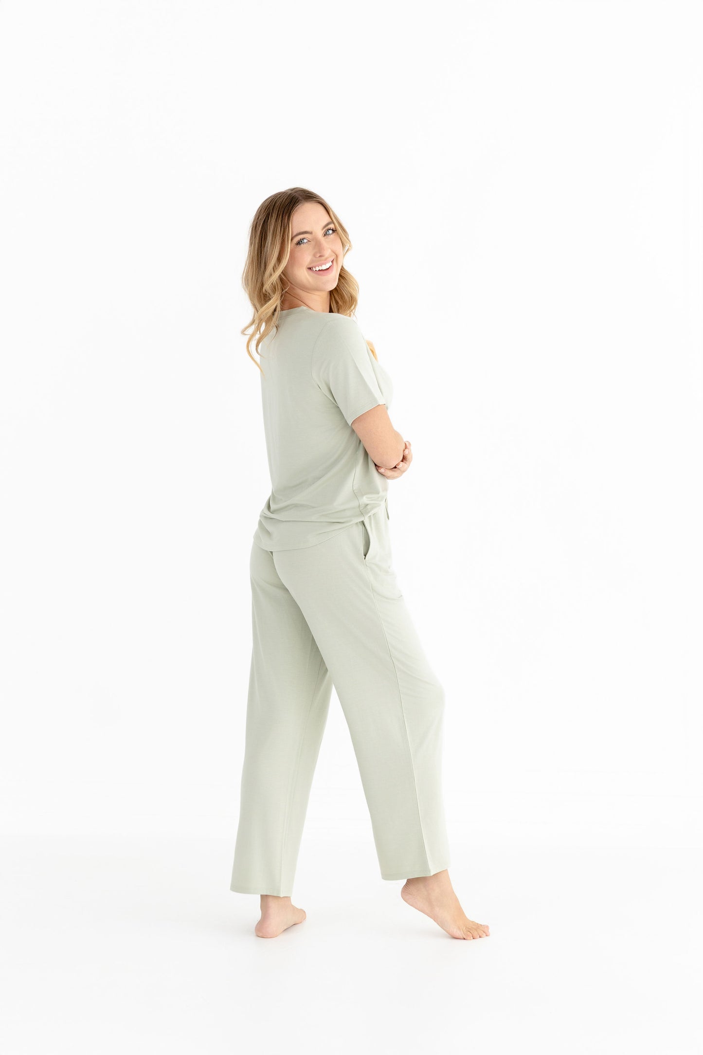 Women's Luxe Modal Lounge Set – V-Neck Tee & Wide-Leg Pants