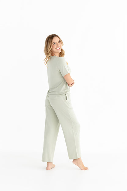 Women's Luxe Modal Lounge Set – V-Neck Tee & Wide-Leg Pants