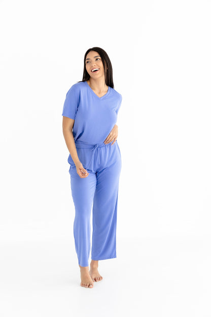 Women's Luxe Modal Lounge Set – V-Neck Tee & Wide-Leg Pants