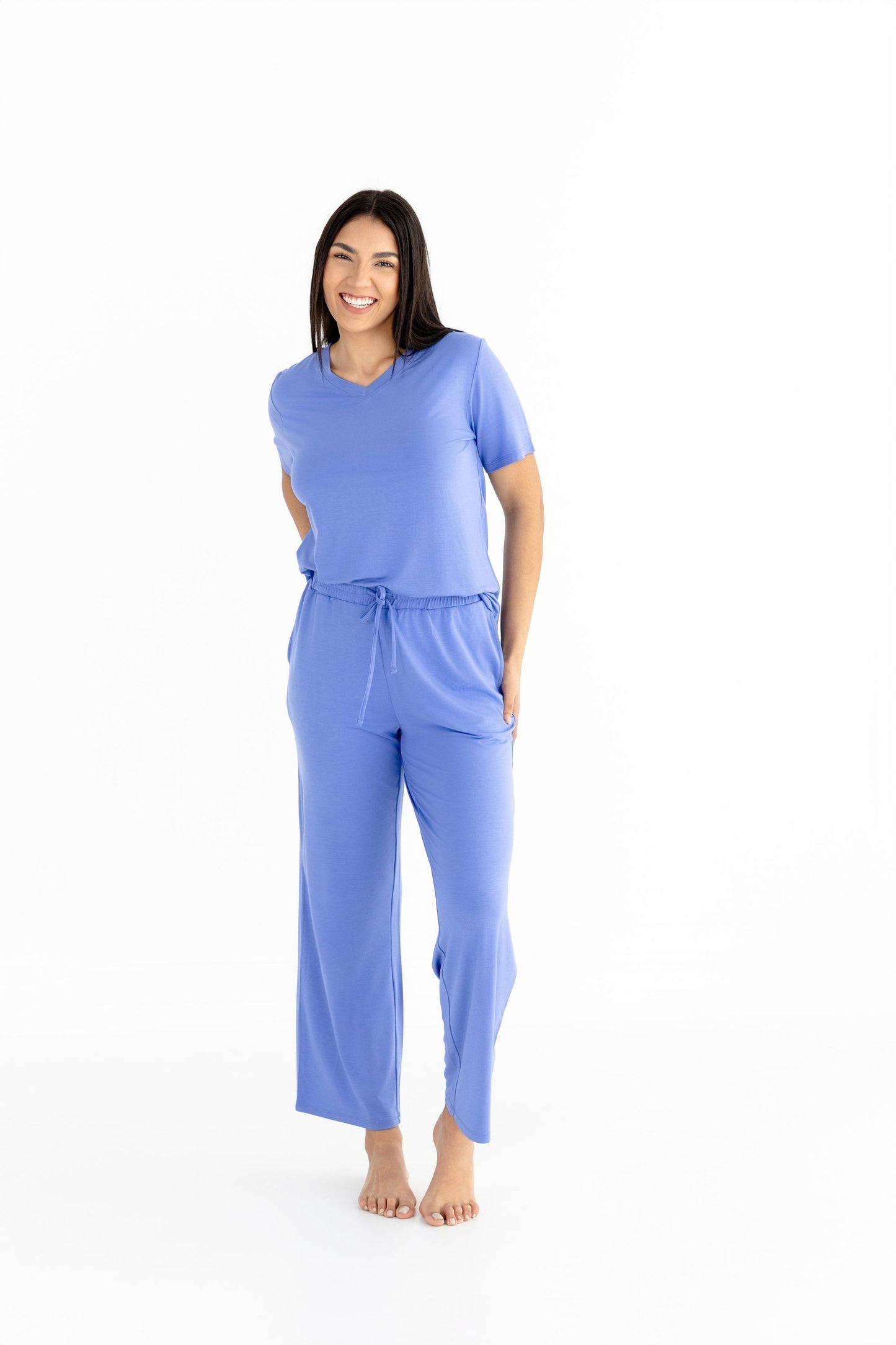 Women's Luxe Modal Lounge Set – V-Neck Tee & Wide-Leg Pants