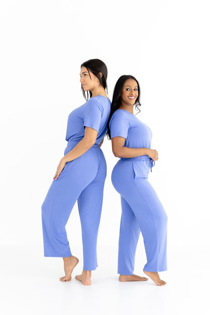 Women's Luxe Modal Lounge Set – V-Neck Tee & Wide-Leg Pants