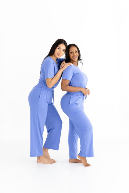 Women's Luxe Modal Lounge Set – V-Neck Tee & Wide-Leg Pants